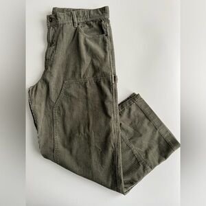 No Boundaries Double Knee Corduroy Carpenter Pants Men's 39x30.5 Green Y2K Baggy